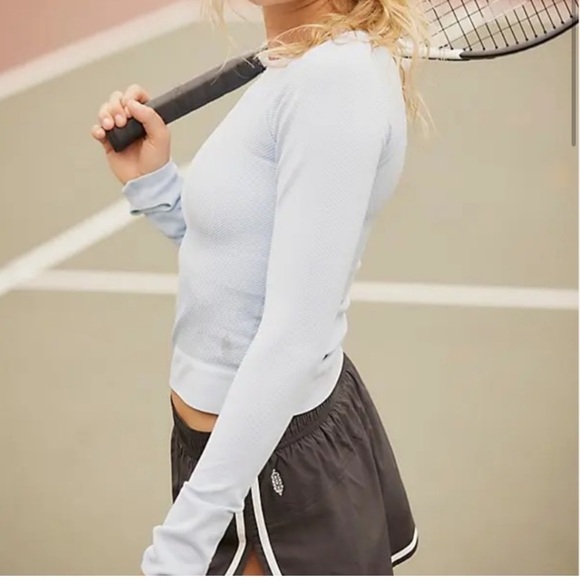 Free People Movement Powder Blue Compression Long Sleeve Tee - Picture 2 of 7